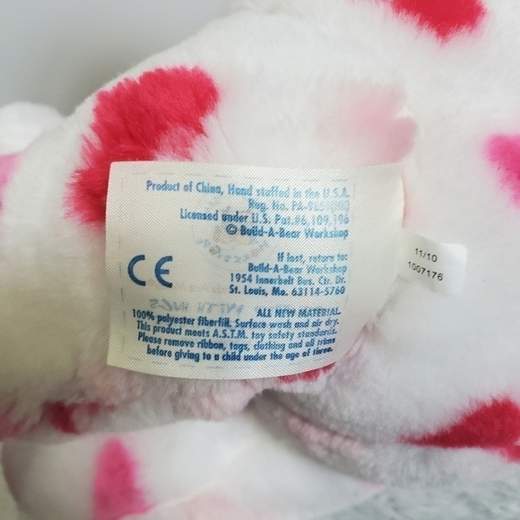Build A Bear Valentine Hearts White Red Pink Teddy Bear - Picture 12 of 13